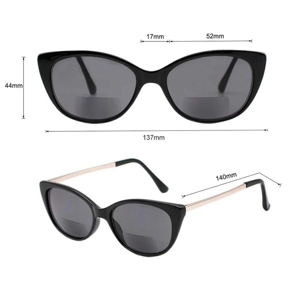 VITENZI Bifocal Reader Sunglasses Cat‎ Eye Tinted Verona in Black +1.50